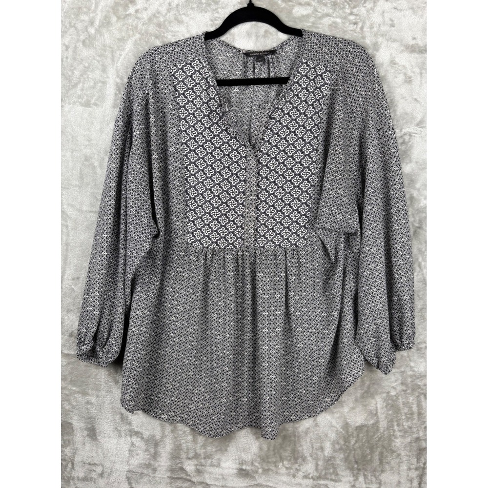 Banana Republic Printed Blouse Womens L Casual Preppy Peplum Long Sleeve Top‎